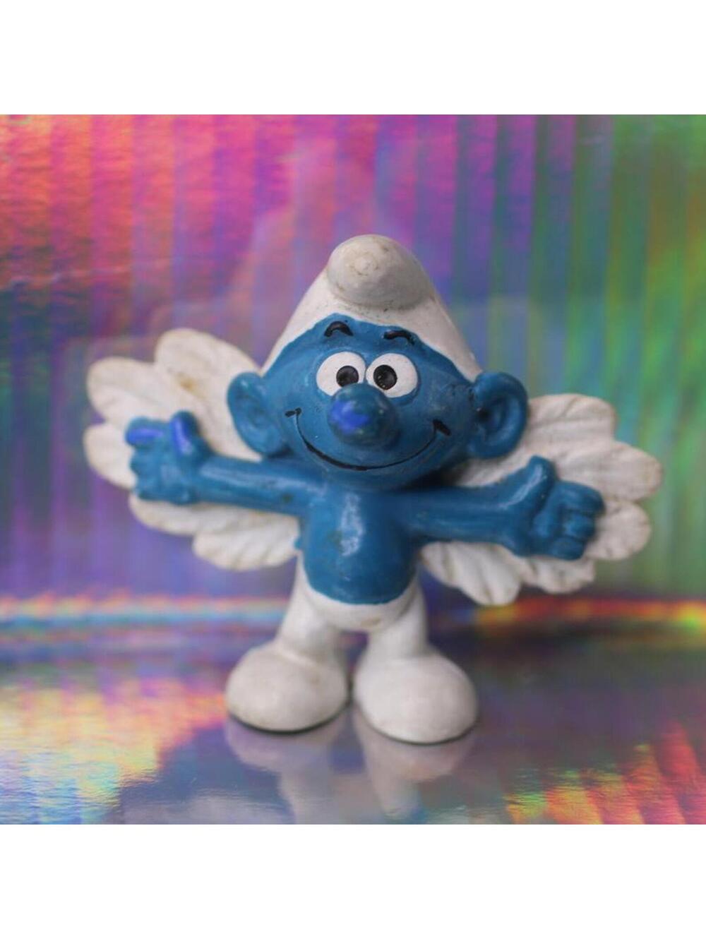 Smurfs Flying Angel Smurf 20071 Figure Wings Open Smurf Bully Vintage 1970s Rare